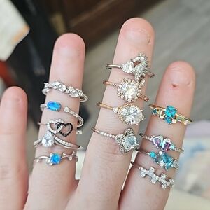 Bundle Of 13 925 Stamped Rings Sz 6-8